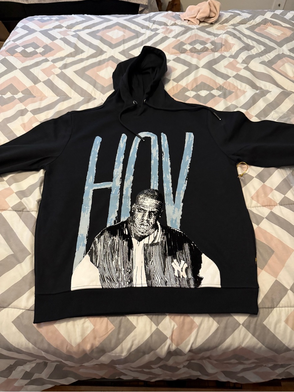 Bricks & Butter JayZ Men's Black Crewneck Sweater with Light Blue Graphic